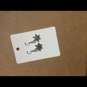 Silver-colored snowflake earrings - handmade
